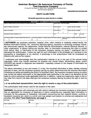 Death Claim Form