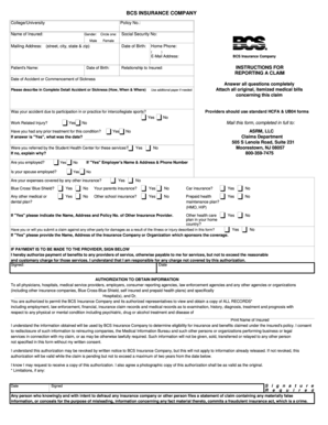 BCS Insurance Claim Form