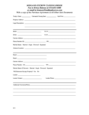 Midland Escrow Closing Order