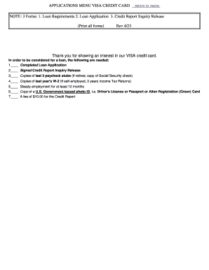 Visa Credit Card Application