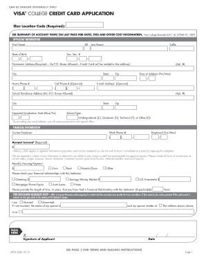 Visa College Credit Card Application