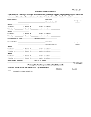 Part-Year Resident Tax Schedule ITR-1