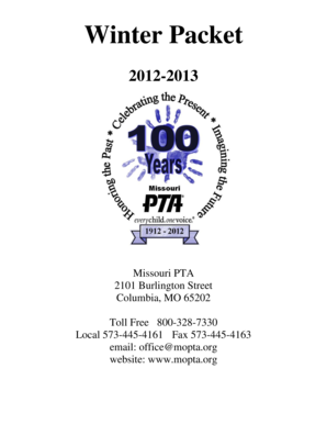 Missouri PTA Winter Packet Evaluation Form