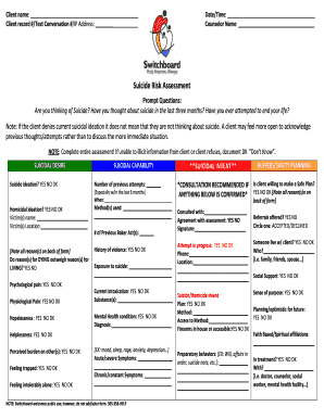 Suicide Risk Assessment Form