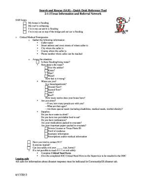 Search and Rescue Quick Desk Reference Tool
