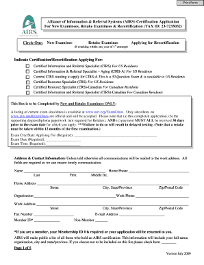 AIRS Certification Application