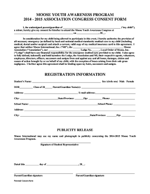 Moose Youth Awareness Program Consent Form