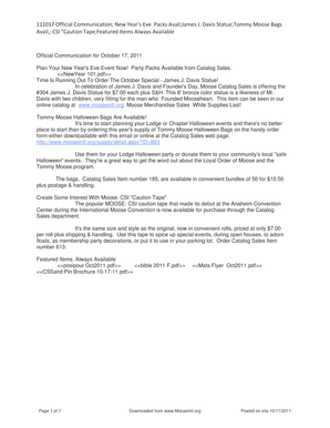 Moose Catalog Sales Order Form