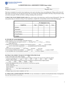 Forest Landowner Goal Assessment Form