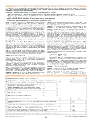 Louisiana Nonresident and Part-Year Resident Income Tax Return