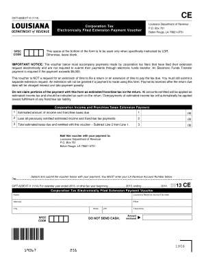 Louisiana Corporation Tax Extension Payment Voucher