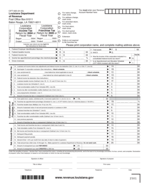 Louisiana Corporation Income Tax Franchise Tax Return