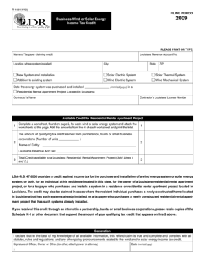 Louisiana Wind or Solar Energy Tax Credit Form