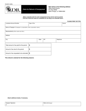 Louisiana Claim for Refund of Overpayment
