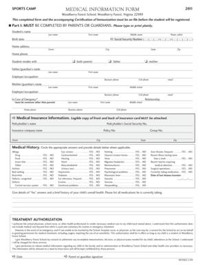 Sports Camp Medical Information Form