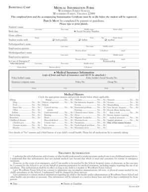 This completed form and the accompanying Immunization Certificate must be on file before the student will be registered - woodberry