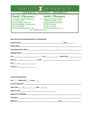 New Account and Credit Application