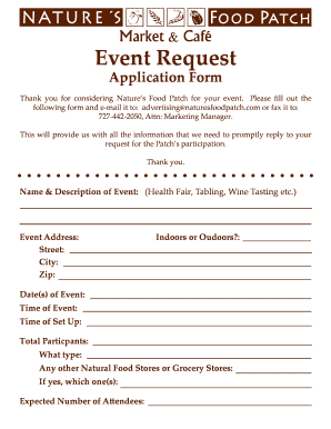 Nature’s Food Patch Event Application Form