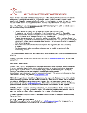 Happy Bodies Autodelivery Agreement Form