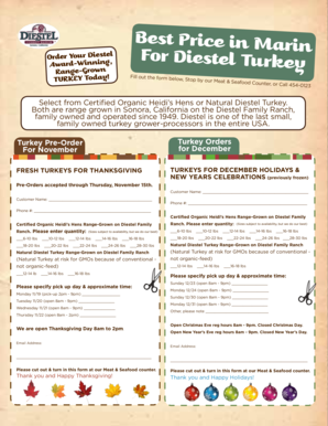 Diestel Family Ranch Turkey Pre-Order Form