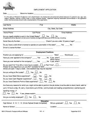 Richard's Foodporium Employment Application