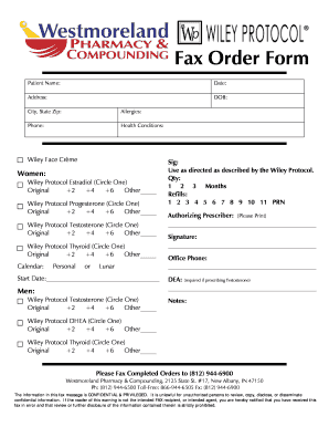 Wiley Protocol Fax Order Form