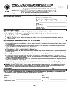 Parental Leave / Working Mother Deferment Request