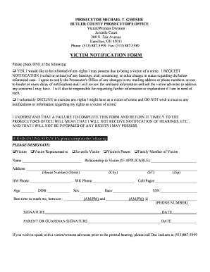 Victim Notification Form
