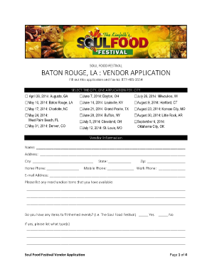 Soul Food Festival Vendor Application