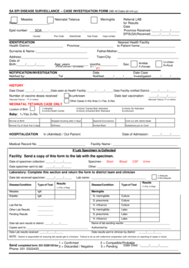 SA EPI Disease Surveillance Case Investigation Form