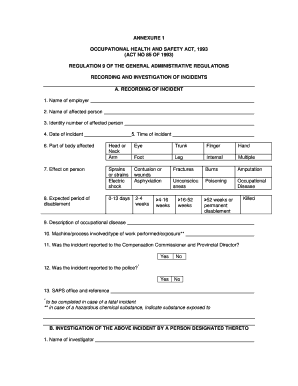 Occupational Health and Safety Incident Report