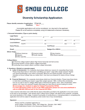 Diversity Scholarship Application - Snow College - snow