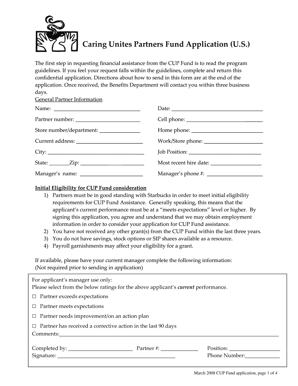 Type On Cup Fund Application