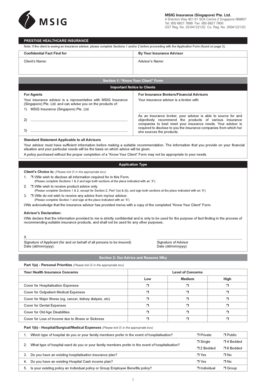 Prestige Healthcare Insurance Application Form