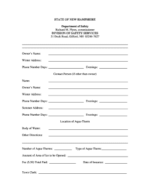 New Hampshire Aqua-Therm Permit Application