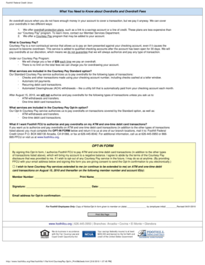 Foothill Federal Credit Union Courtesy Pay Opt-In Form