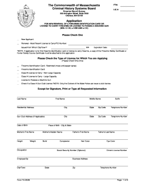 Massachusetts Firearms License Application