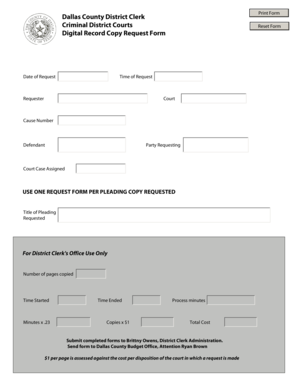 Criminal District Court Record Copy Request Form