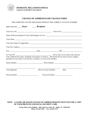 Child Support Change of Address Form