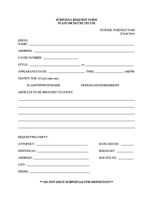 Subpoena Request Form