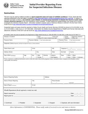 Texas Infectious Disease Reporting Form