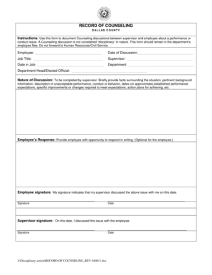 Record of Counseling Form