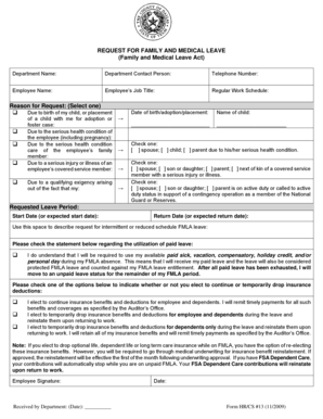 Request for Family and Medical Leave