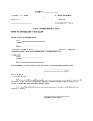 Appointment of Resident Agent for Probate