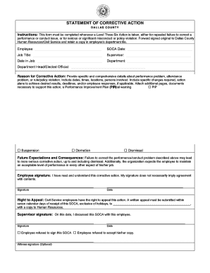 Statement of Corrective Action