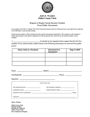 Request to Redact Social Security Number