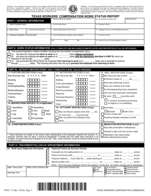 Texas Workers' Compensation Work Status Report