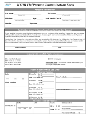 KTHR Flu/Pneumo Immunization Form