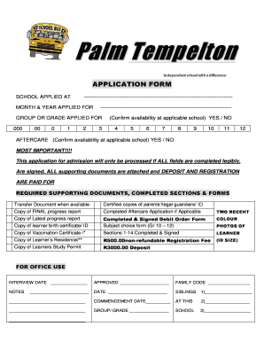 School Admission Application Form
