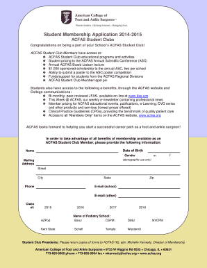 ACFAS Student Membership Application